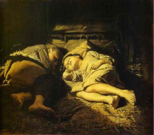 Vasily Perov Sleeping children France oil painting art